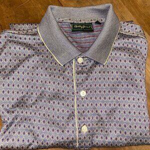 Bobby Jones Cotton Golf Polo Shirt Men's Geometric Diamond Pattern, XL